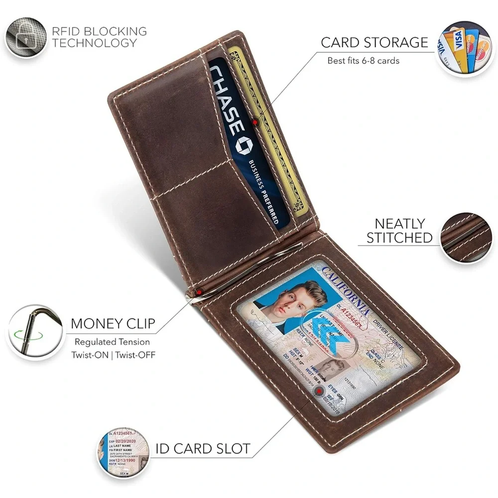 Sherman Brothers Brown Leather Card Wallet